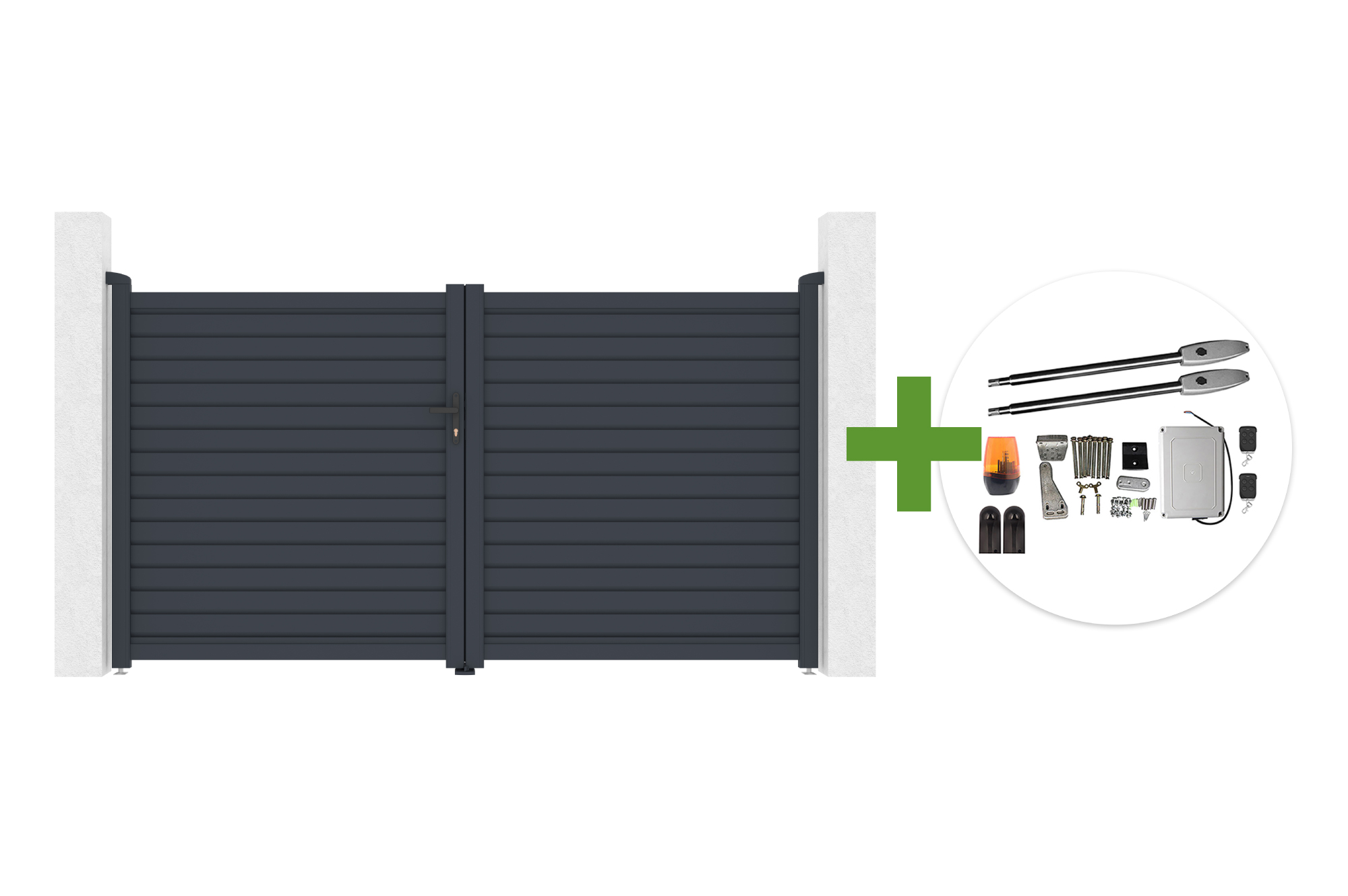 CALANCIA 3m H.160cm grå aluminium svänggrind + TANKER B250 motor main image