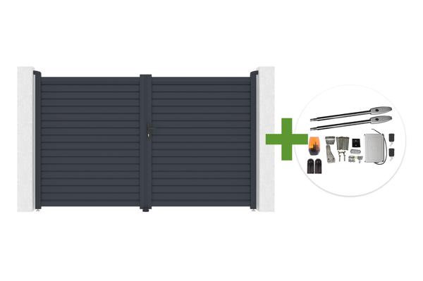 Portão basculante CALANCIA 3m H.180cm em alumínio cinza + motor TANKER B250 main image