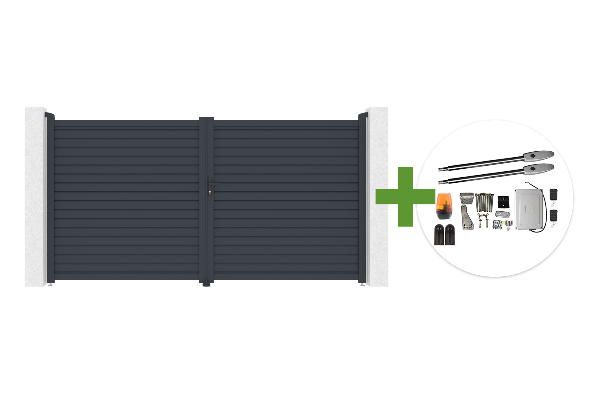 CALANCIA 3.5m H.180cm swing gate, grey aluminum + TANKER B250 motor main image