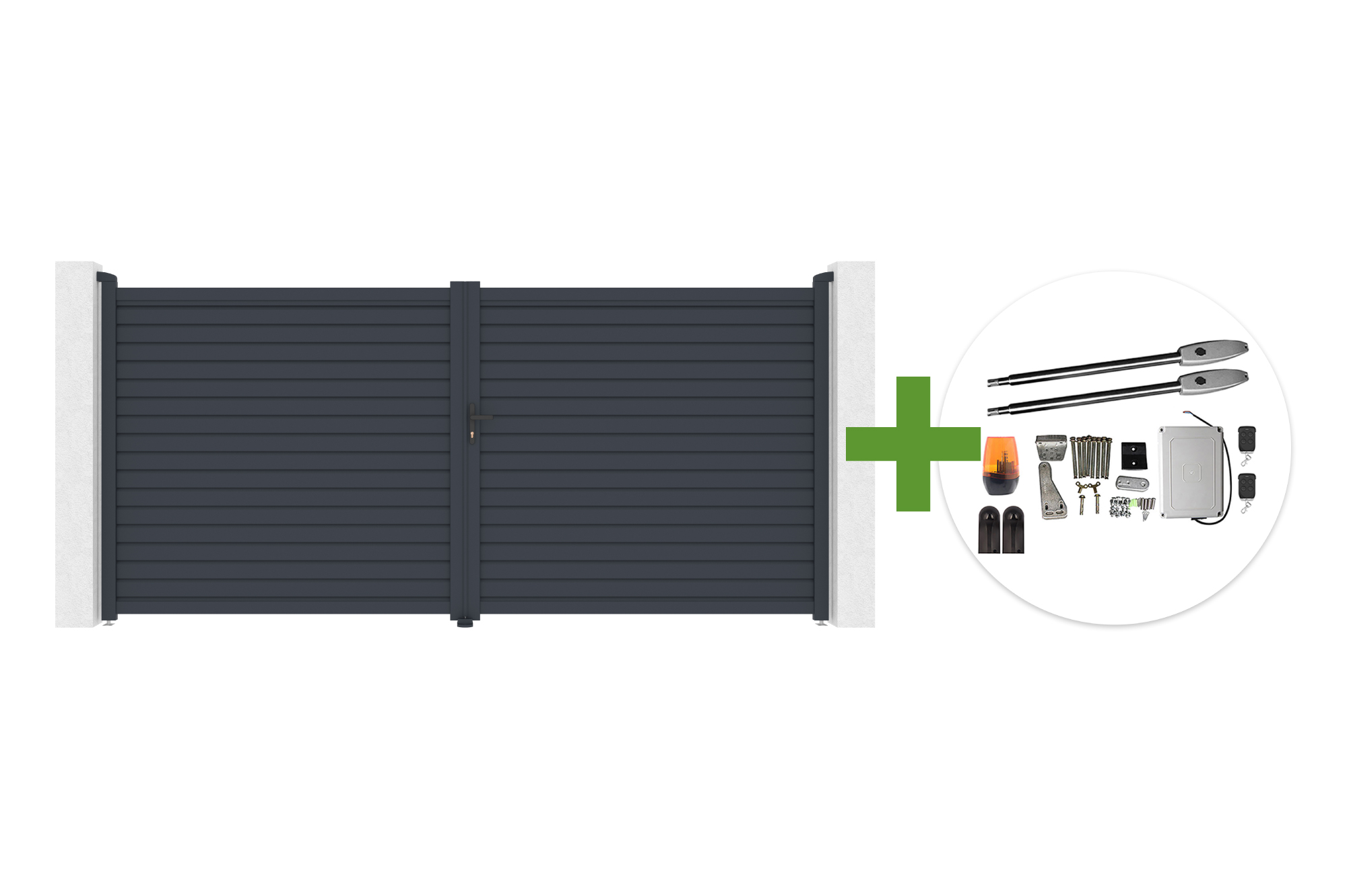 CALANCIA 4m augstumā 180cm veramie vārti, pelēks alumīnijs + TANKER B250 motors main image