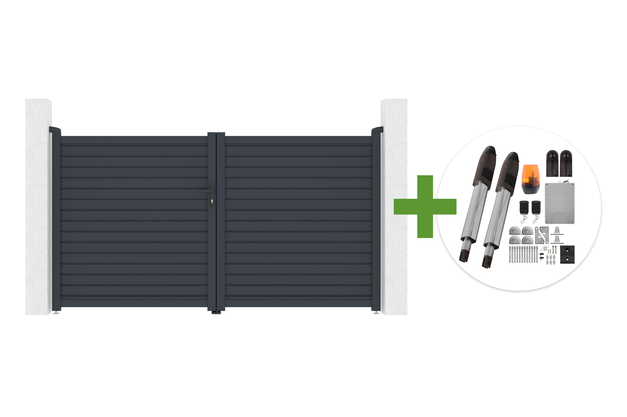 CALANCIA 3m H.160cm svänggrind, grå aluminium + TANKER B700 motor main image