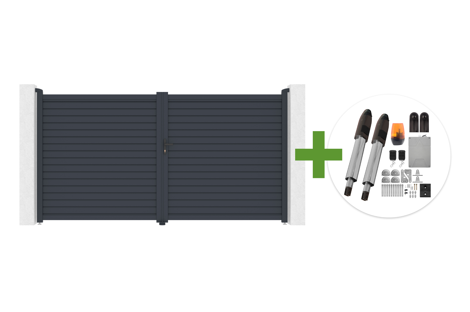 CALANCIA 3.5m H.180cm swing gate, grey aluminum + TANKER B700 motor main image