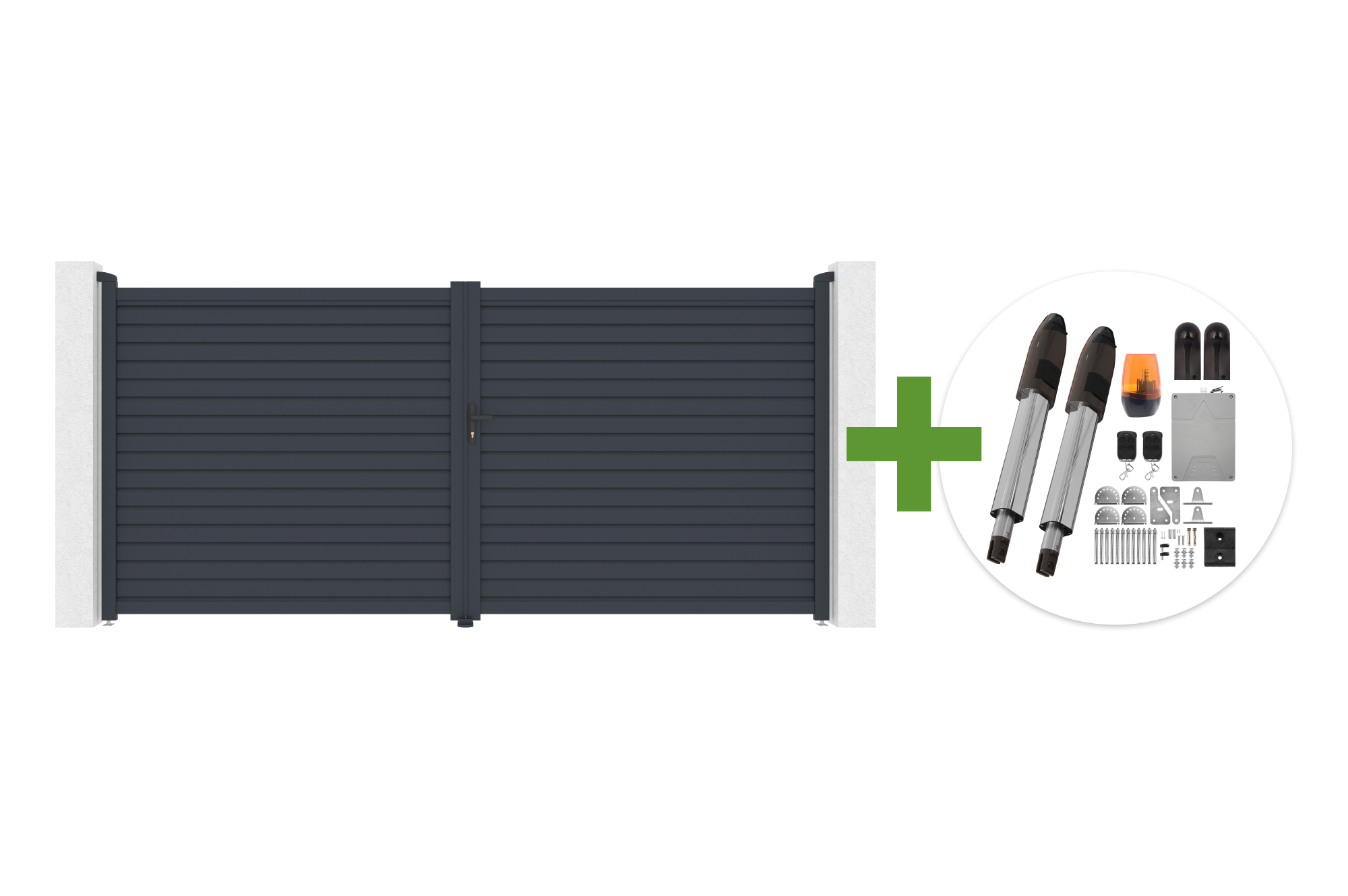 CALANCIA 4m augstumā 180cm veramie vārti, pelēks alumīnijs + TANKER B700 motors main image