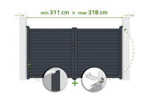 Verstellbares Schwingtor, 3 m breit, CALANCIA, H. 160 cm, graues Aluminium main_image