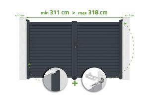 Adjustable swing gate, 3m wide, CALANCIA, H.180cm, grey aluminum main_image
