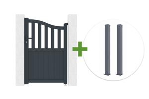 1m MEIJE gate, 160cm high, grey + 2 EIFEL posts, 15x15cm, 190cm high, grey main_image