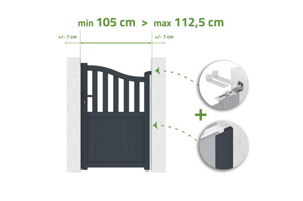 Portillon ajustable en largeur 1m MEIJE H.160cm aluminium gris main image