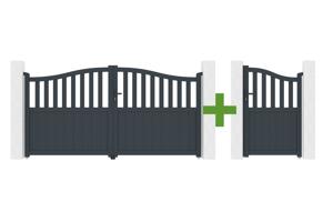 3m MEIJE swing gate, 160cm high, grey aluminum + 1m MEIJE pedestrian gate, 160cm high, grey main_image