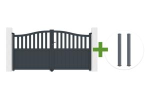 3m MEIJE swing gate, 160cm high, grey aluminum + 2 EIFEL posts, 20x20cm, 190cm high, grey main_image