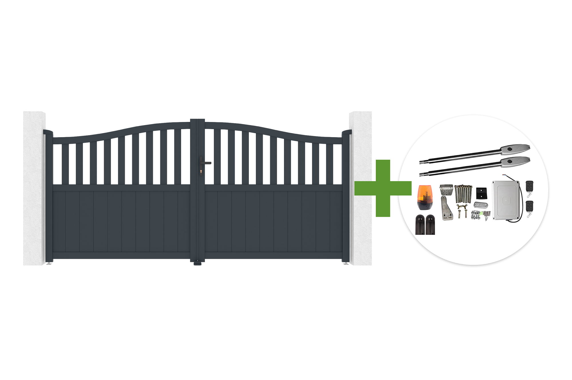 3.4m MEIJE swing gate, 160cm high, grey aluminum + TANKER B250 motor main image