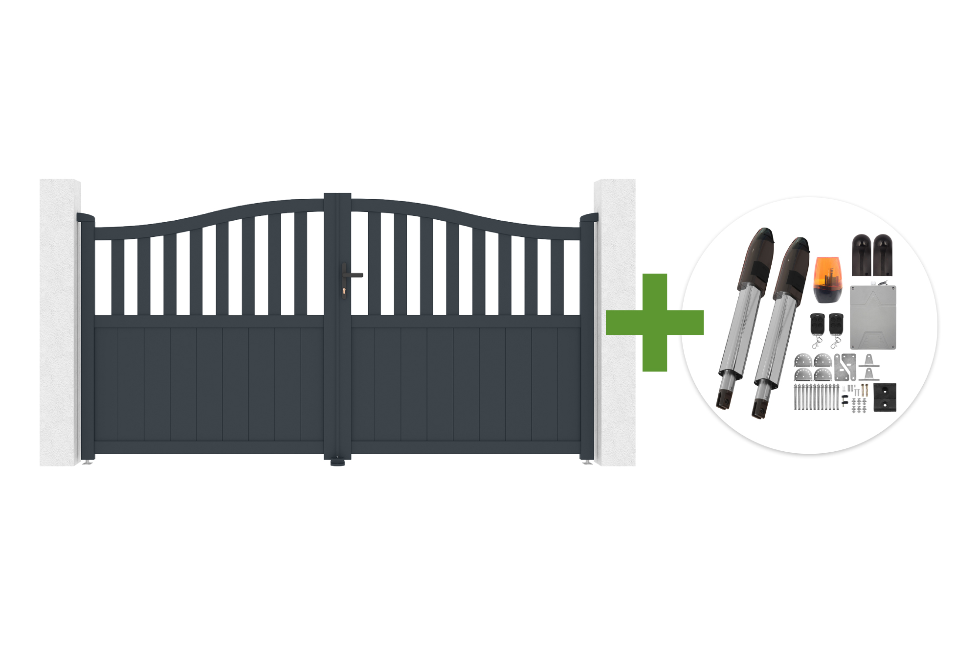 3 m MEIJE H.160 cm graues Aluminium-Schwingtor + TANKER B700 Motor main image