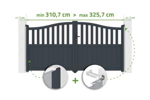 Adjustable swing gate, 3m wide, MEIJE, 160cm high, grey aluminum main_image
