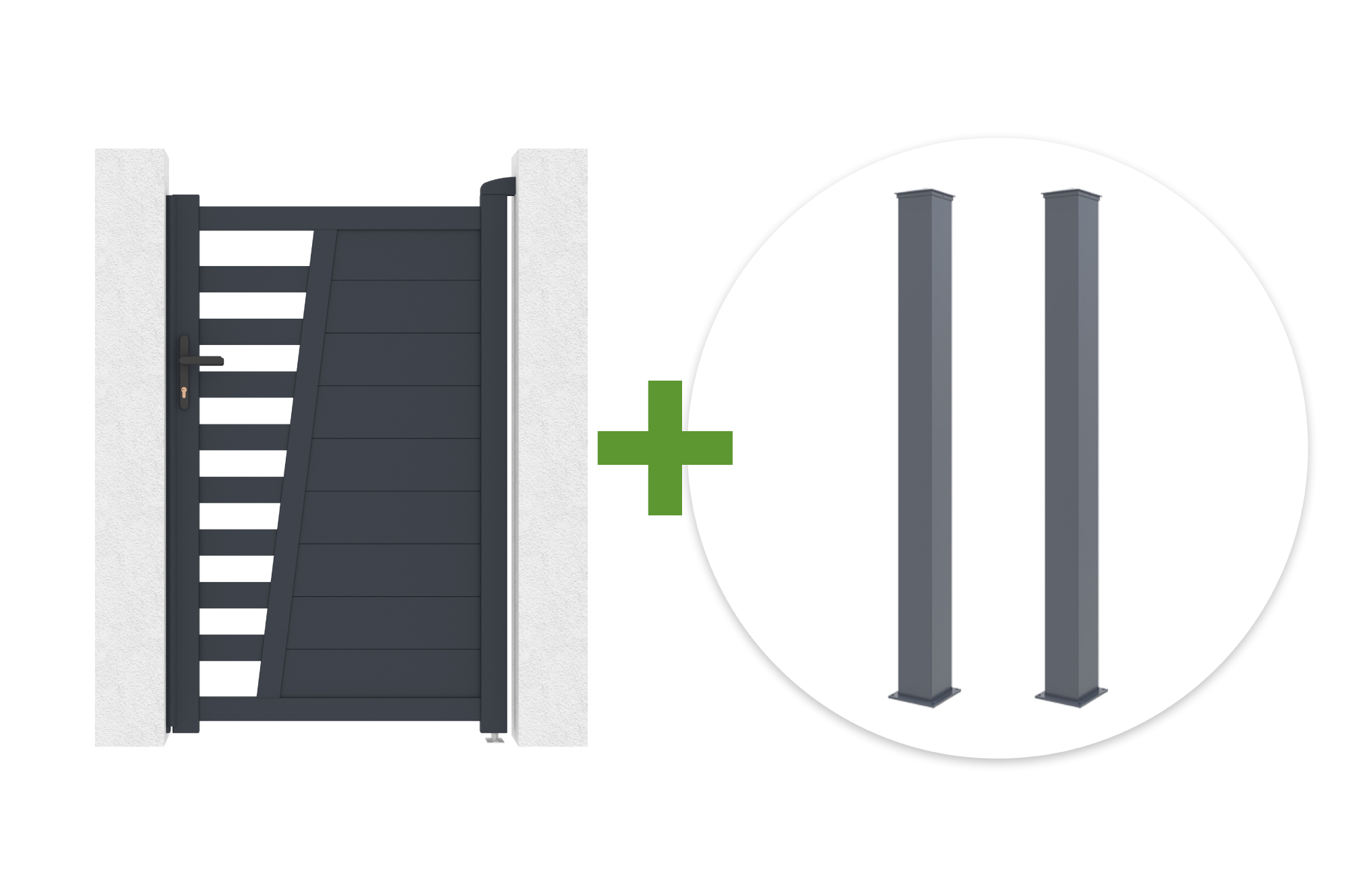 1m brána CERVINA v.160cm šedý hliník + 2 sloupky EIFEL 15x15cm v.190cm main image