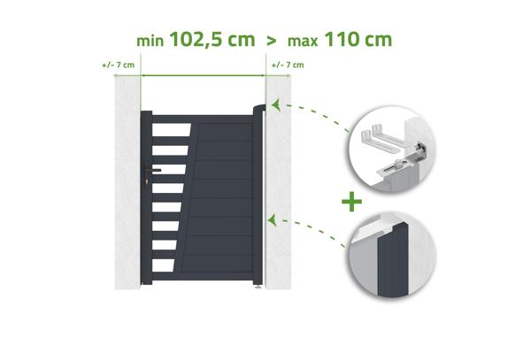 Brána nastavitelná na šířku 1m CERVINA v. 140 cm šedý hliník main image