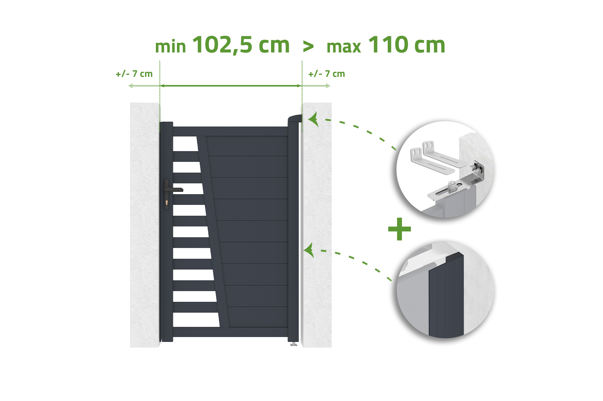 Brána nastavitelná na šířku 1m CERVINA v. 160 cm šedý hliník main image