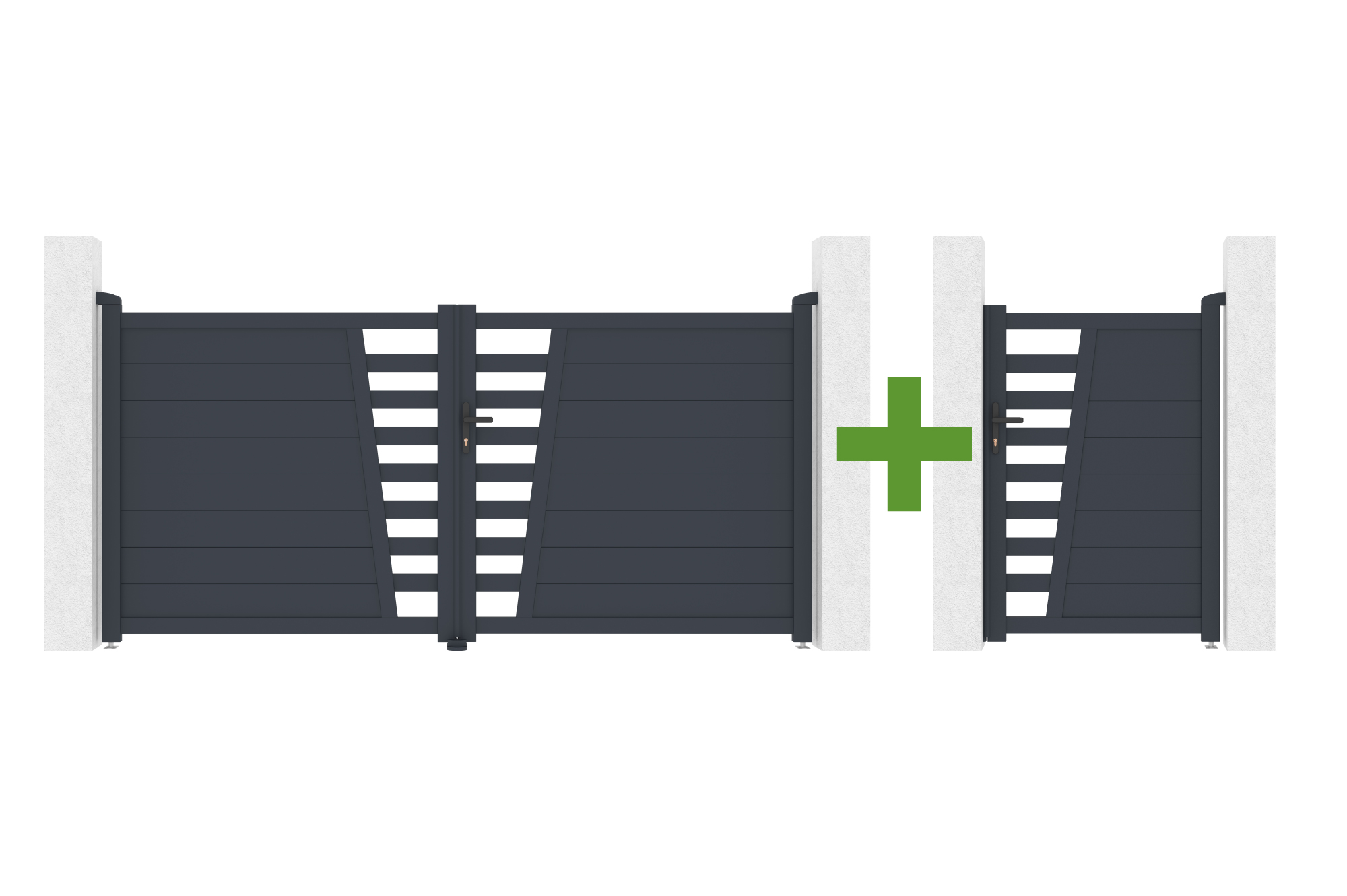 Svänggrind 3m CERVINA H.140cm grå aluminium + grind 1m H.140cm grå aluminium main image