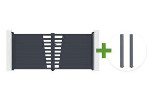 Swing gate 3.5m CERVINA H.160cm gray aluminum + 2 EIFEL Posts 15x15cm H.190cm main_image