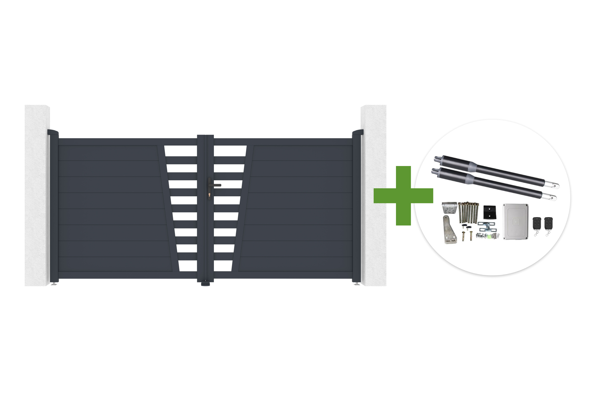 Svänggrind 3m CERVINA H.140cm grå aluminium + RANGER B150 motor main image