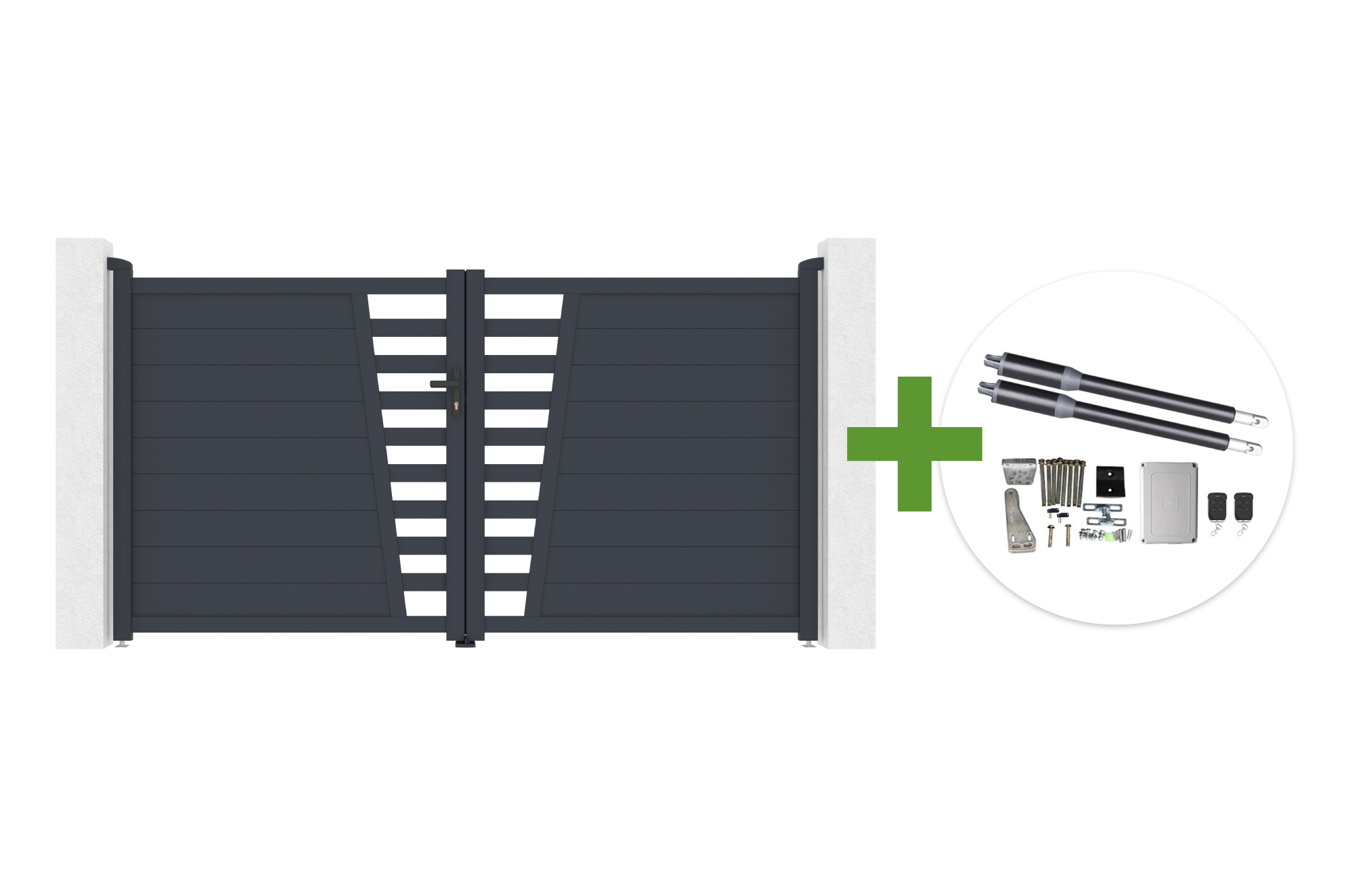 CERVINA 3m H.160cm swing gate, grey aluminum + RANGER B150 motor main image