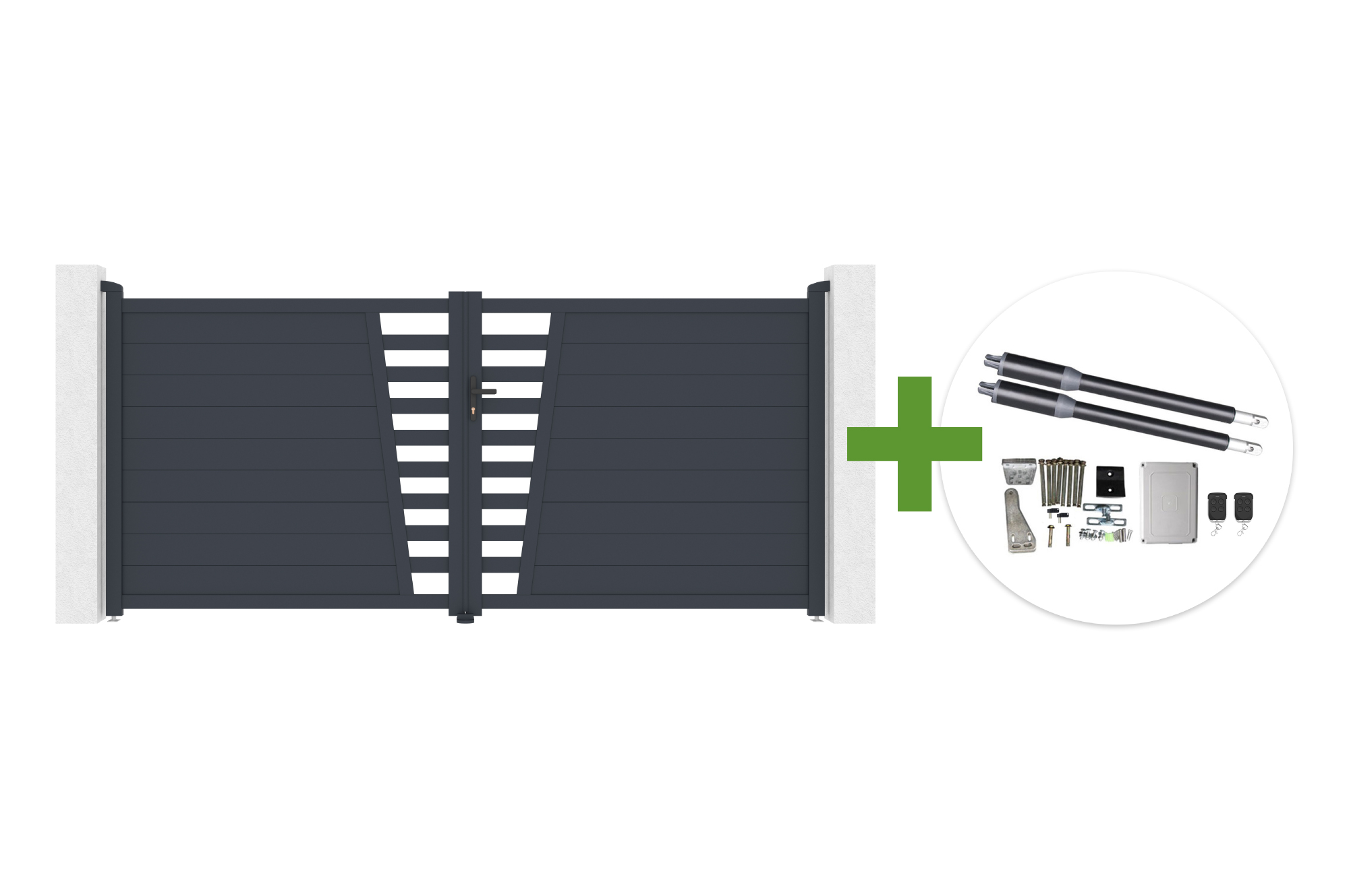 CERVINA 3.5m H.160cm swing gate, grey aluminum + RANGER B150 motor main_image