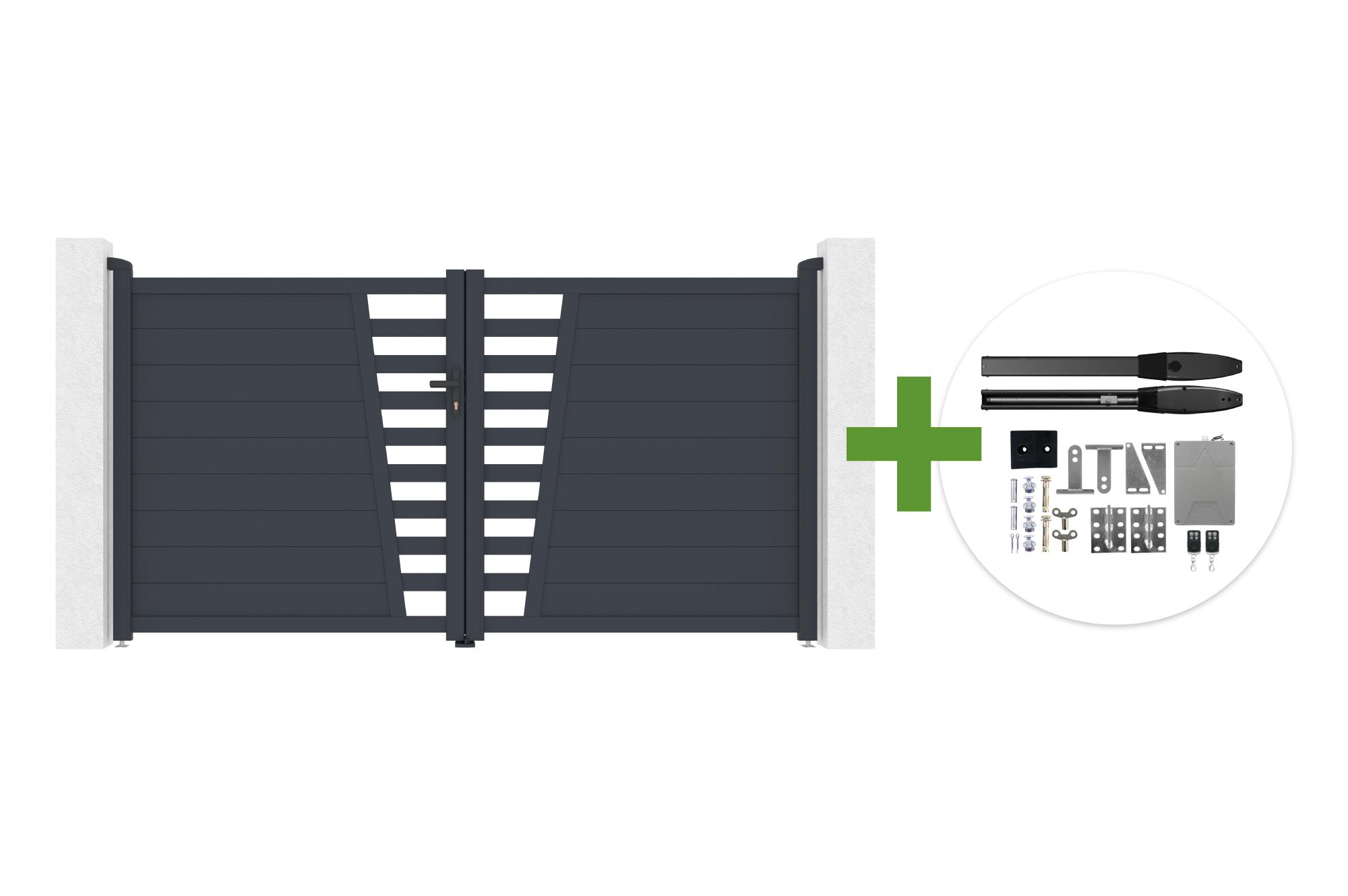 Swing gate 3m CERVINA H.160cm gray aluminum + HICKER B200 motor main image