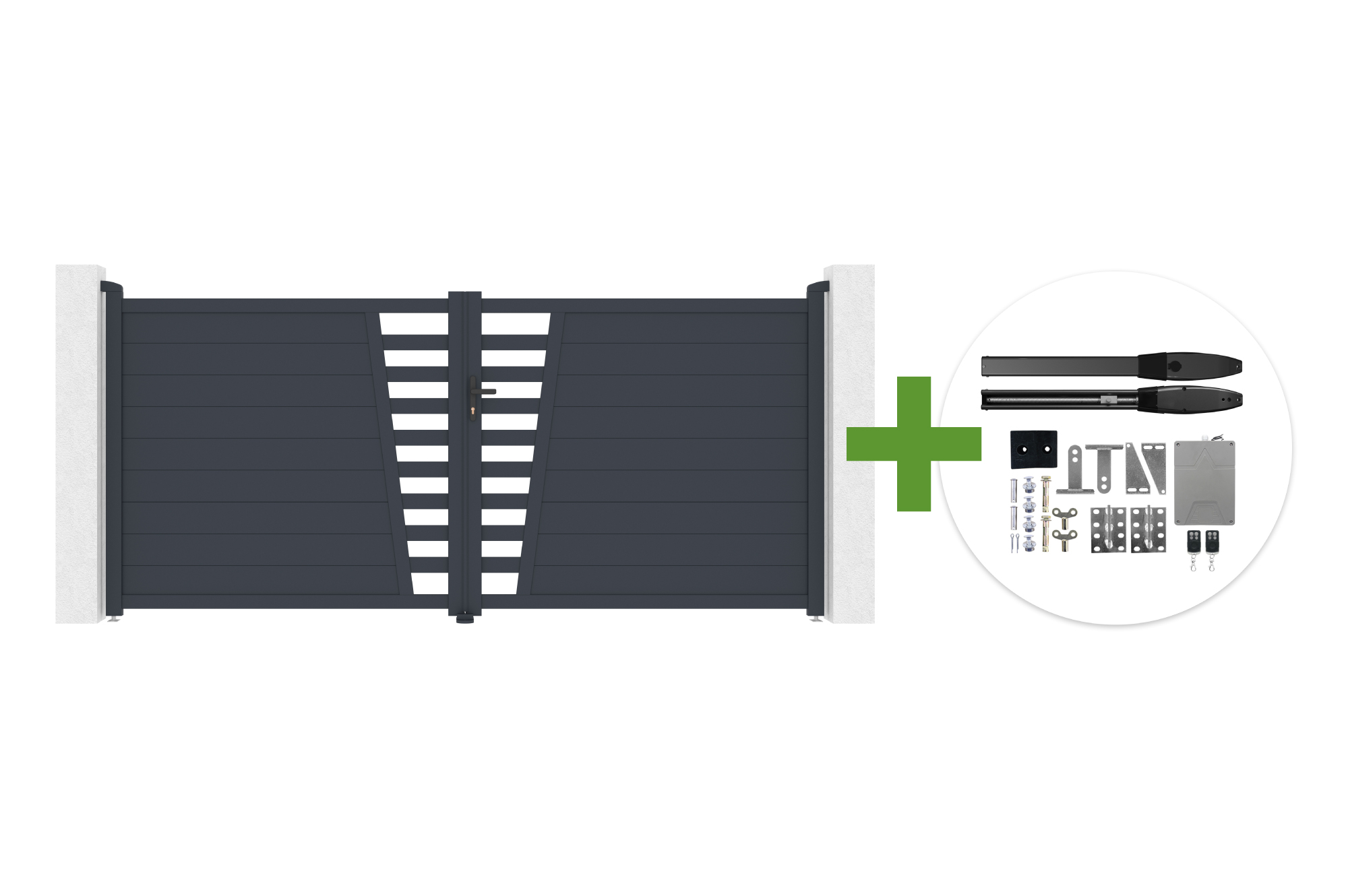 Swing gate 3.5m CERVINA H.160cm gray aluminum + HICKER B200 motor main_image