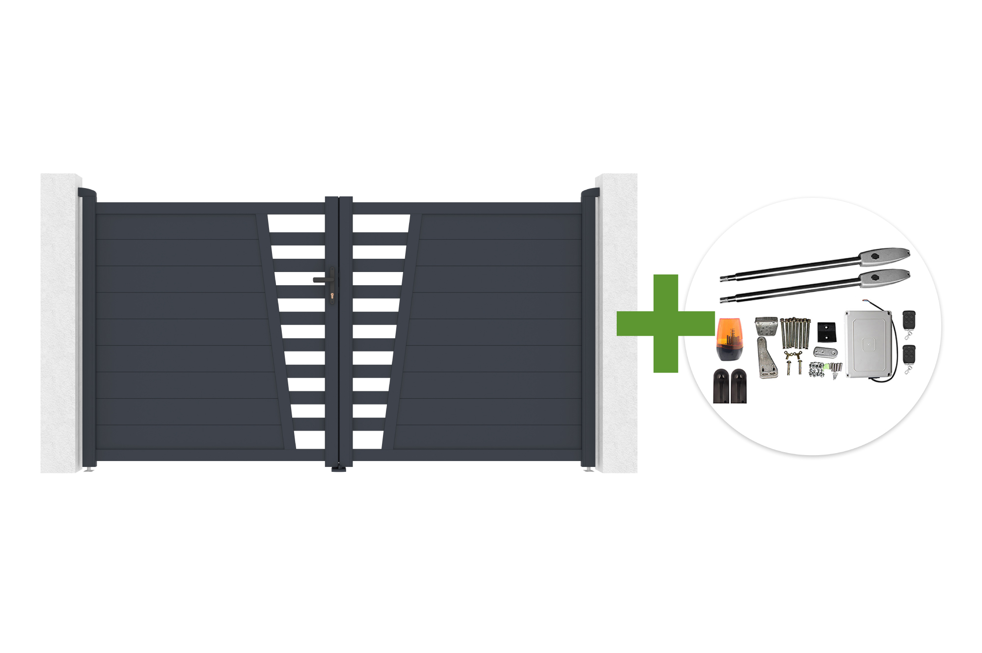 Swing gate 3m CERVINA H.160cm gray aluminum + TANKER B250 motor main image