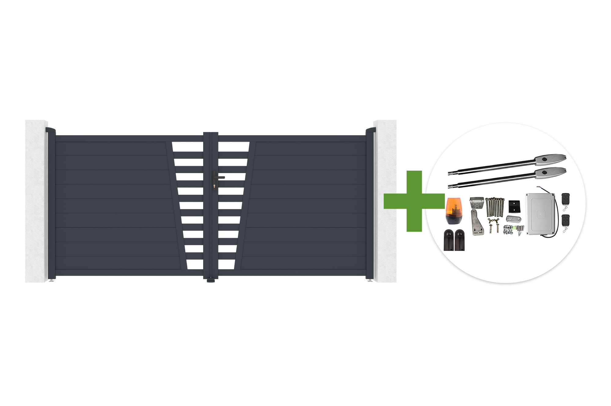 Szárnyas kapu 3,5m CERVINA Ma. 160cm szürke alumínium + TANKER B250 motor main image