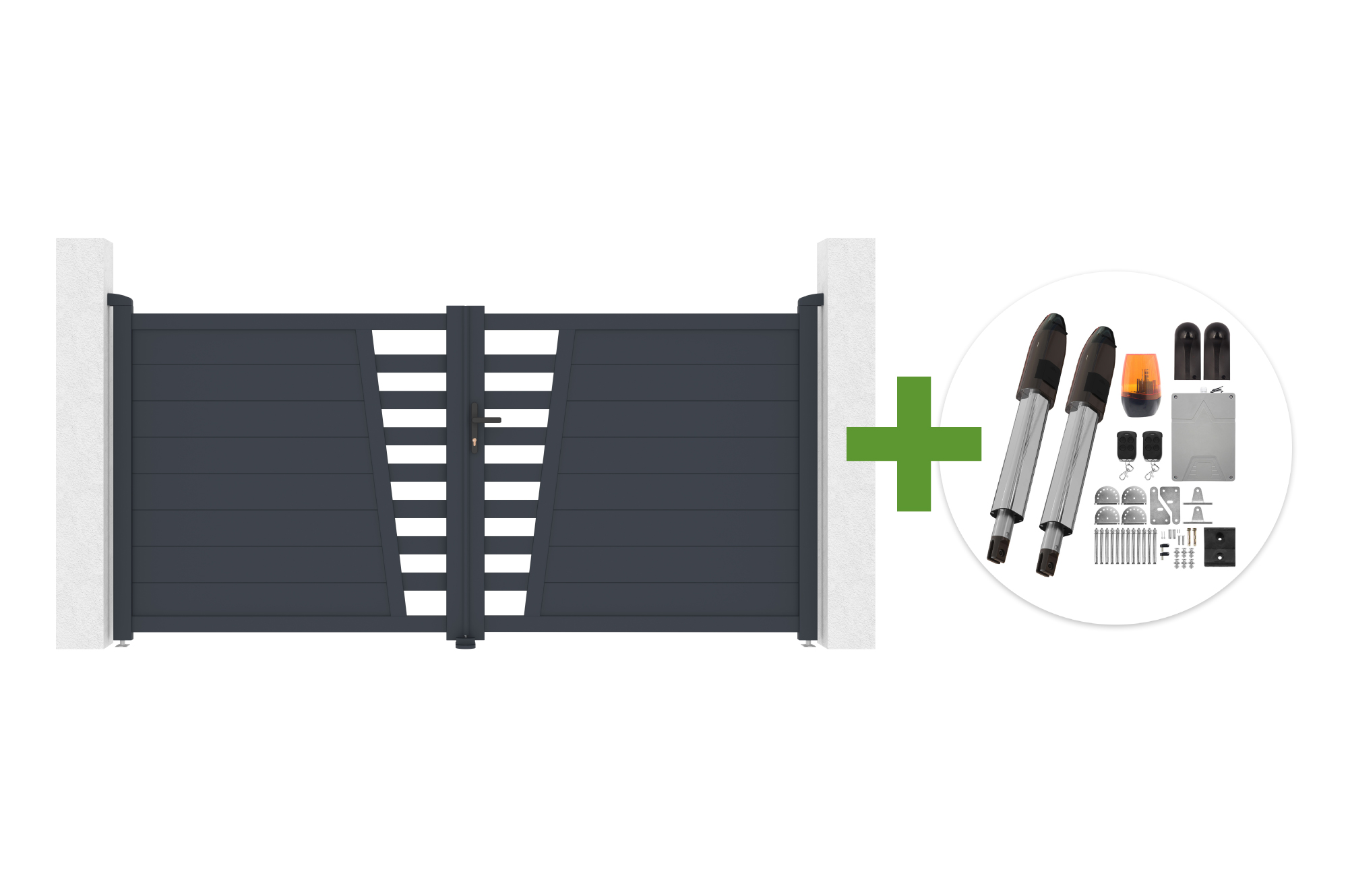 Svänggrind 3m CERVINA H.140cm grå aluminium + TANKER B700 motor main image