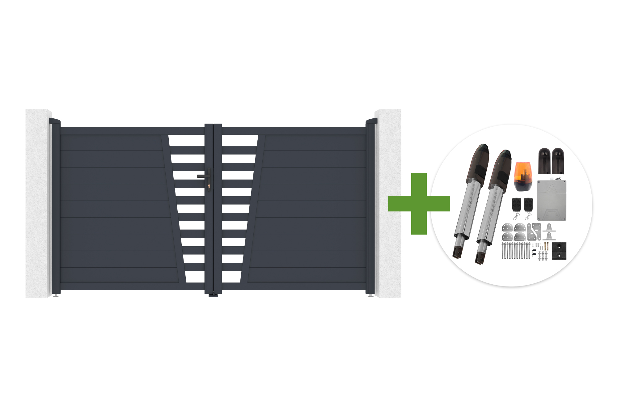 Swing gate 3m CERVINA H.160cm gray aluminum + TANKER B700 motor main image