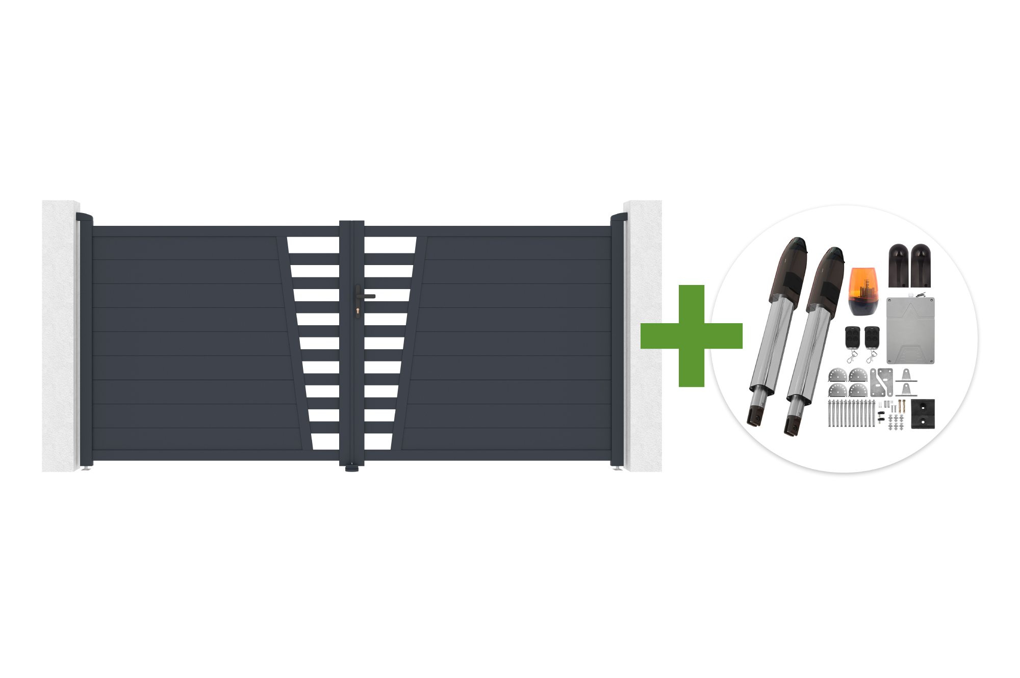 Szárnyas kapu 3,5m CERVINA Ma. 160cm szürke alumínium + TANKER B700 motor main image