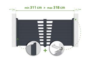 CERVINA adjustable swing gate, 3m wide, H.140cm, grey aluminum main_image