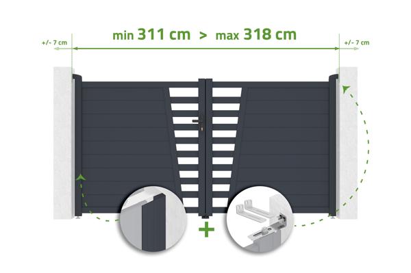 CERVINA verstellbares Schwingtor, 3 m breit, 160 cm hoch, graues Aluminium main image