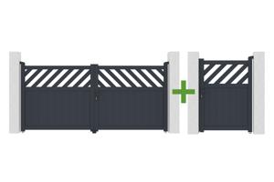 Swing gate 3m HELMIS H.140cm gray aluminum + Gray aluminum gate 1m HELMIS H.140cm main_image