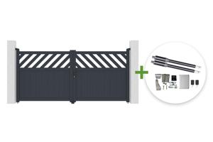 Portail battant 3m HELMIS H.140cm aluminium gris + Motorisation de portail battant RANGER B150 main_image