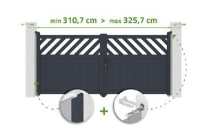 Puerta batiente ajustable, 3 m de ancho, HELMIS H.140cm, aluminio gris main_image