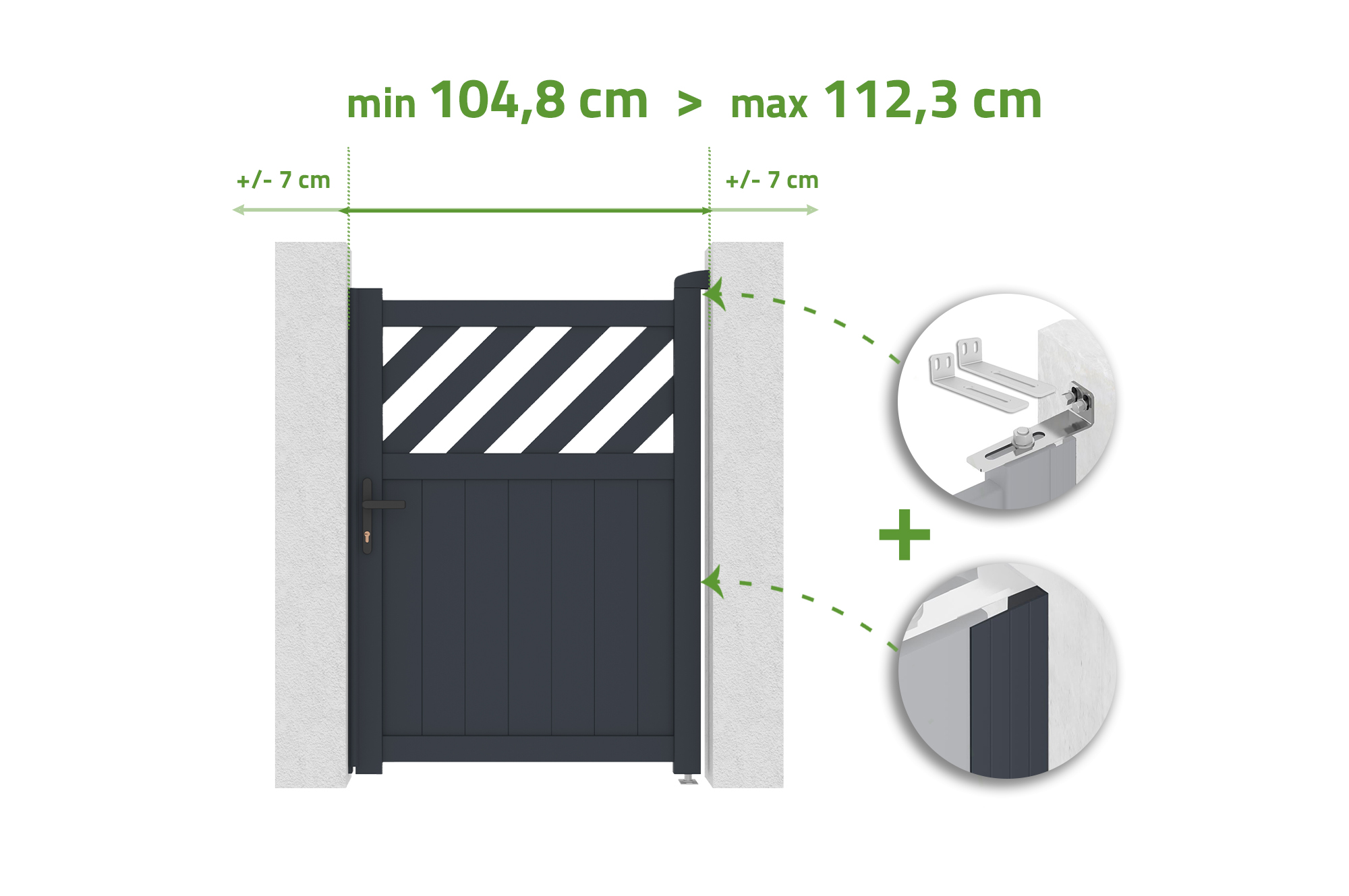 Brama regulowana szerokość 1m HELMIS H.140cm szara aluminiowa main image