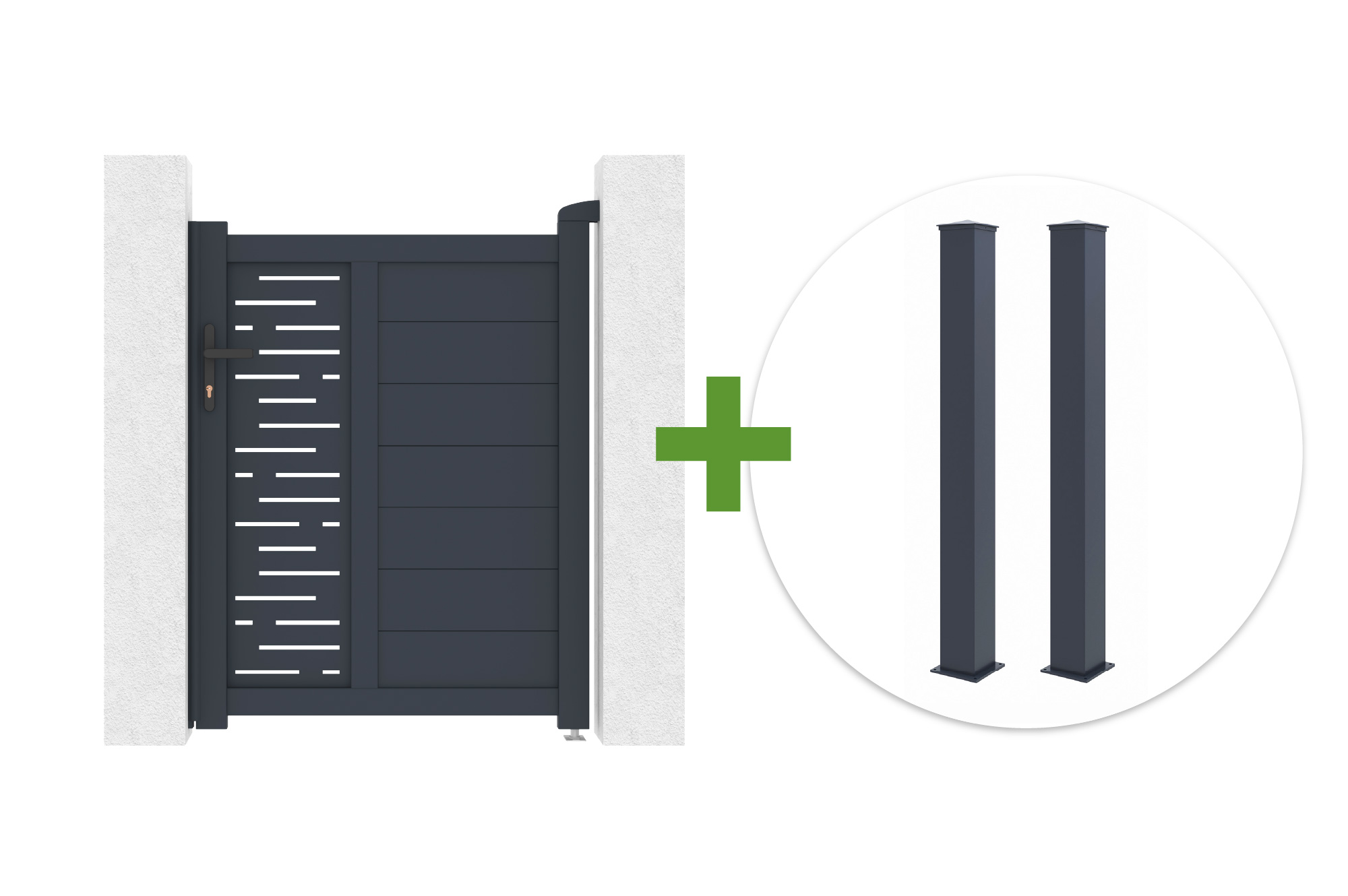 Grå aluminiumgrind 1m ARLBERG H.120cm + EIFEL-stolpe 15x15cm aluminium H.166cm antracitgrå main image