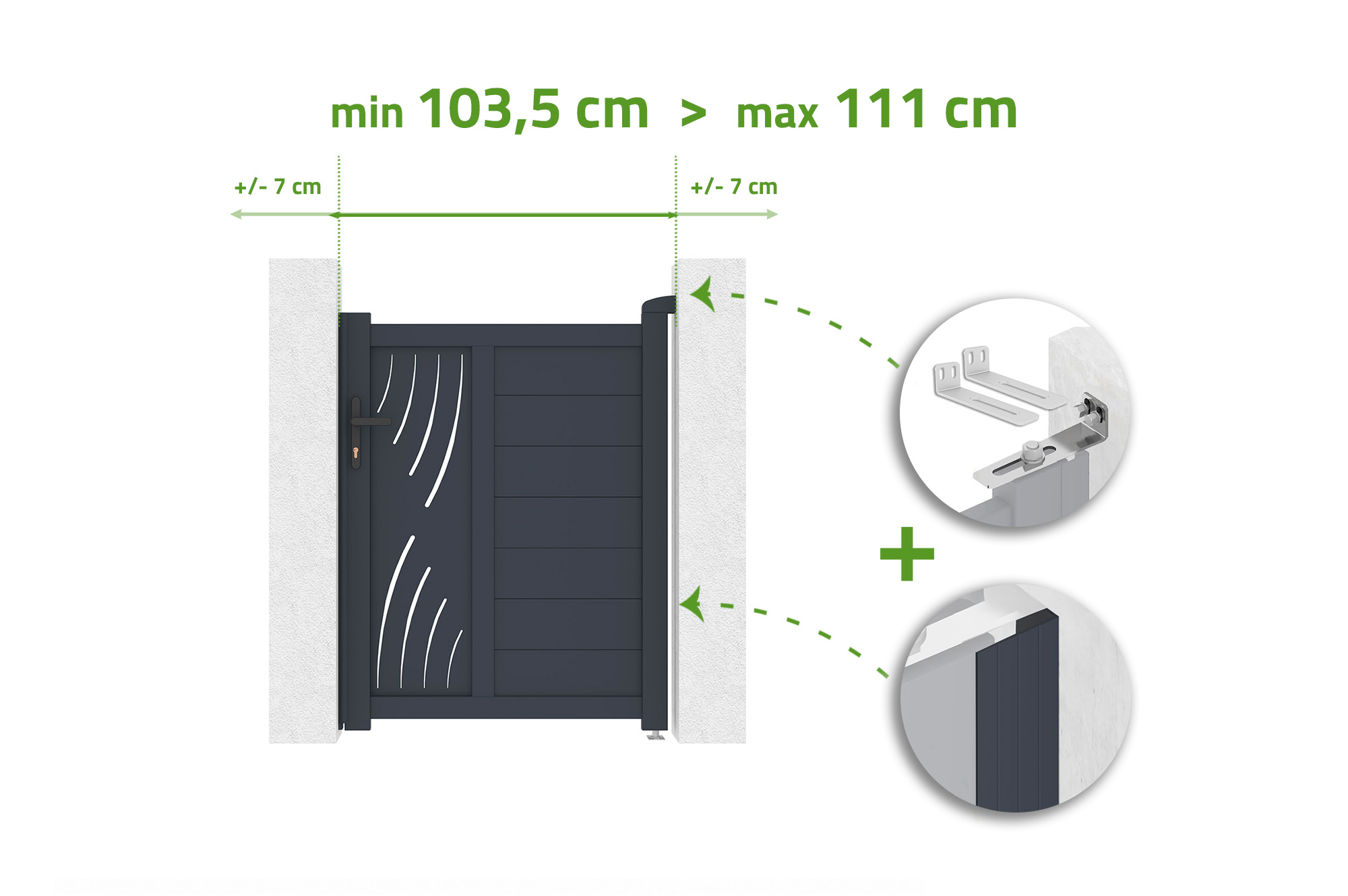 Cancello regolabile in larghezza, alluminio grigio VELETA H.120cm 1m main image