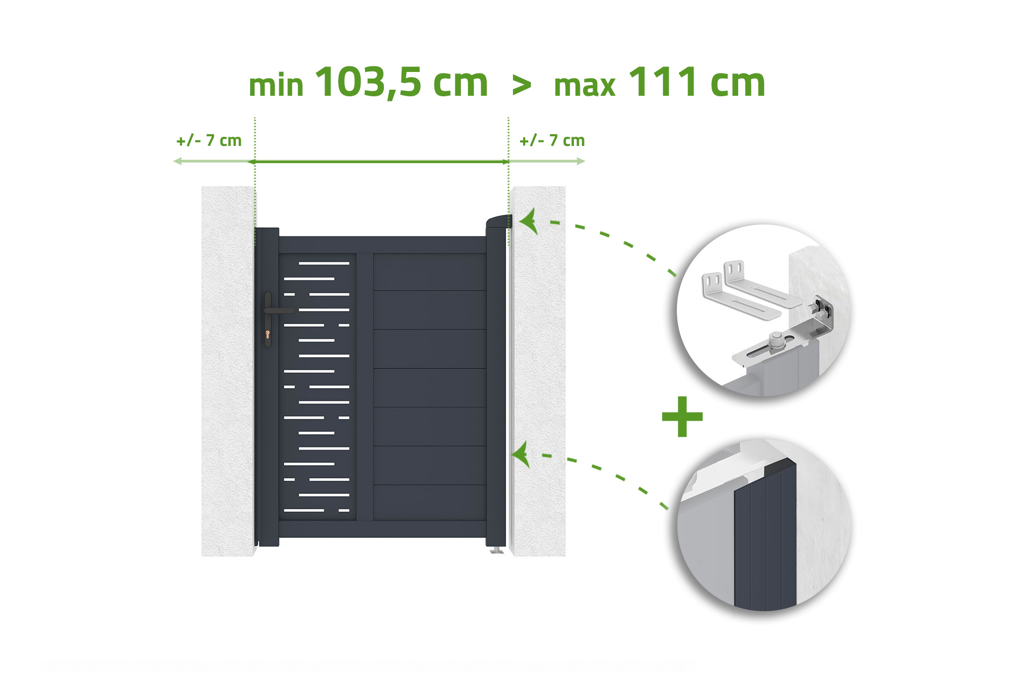 Grind justerbar i bredd grå aluminium 1m ARLBERG H.120cm main image