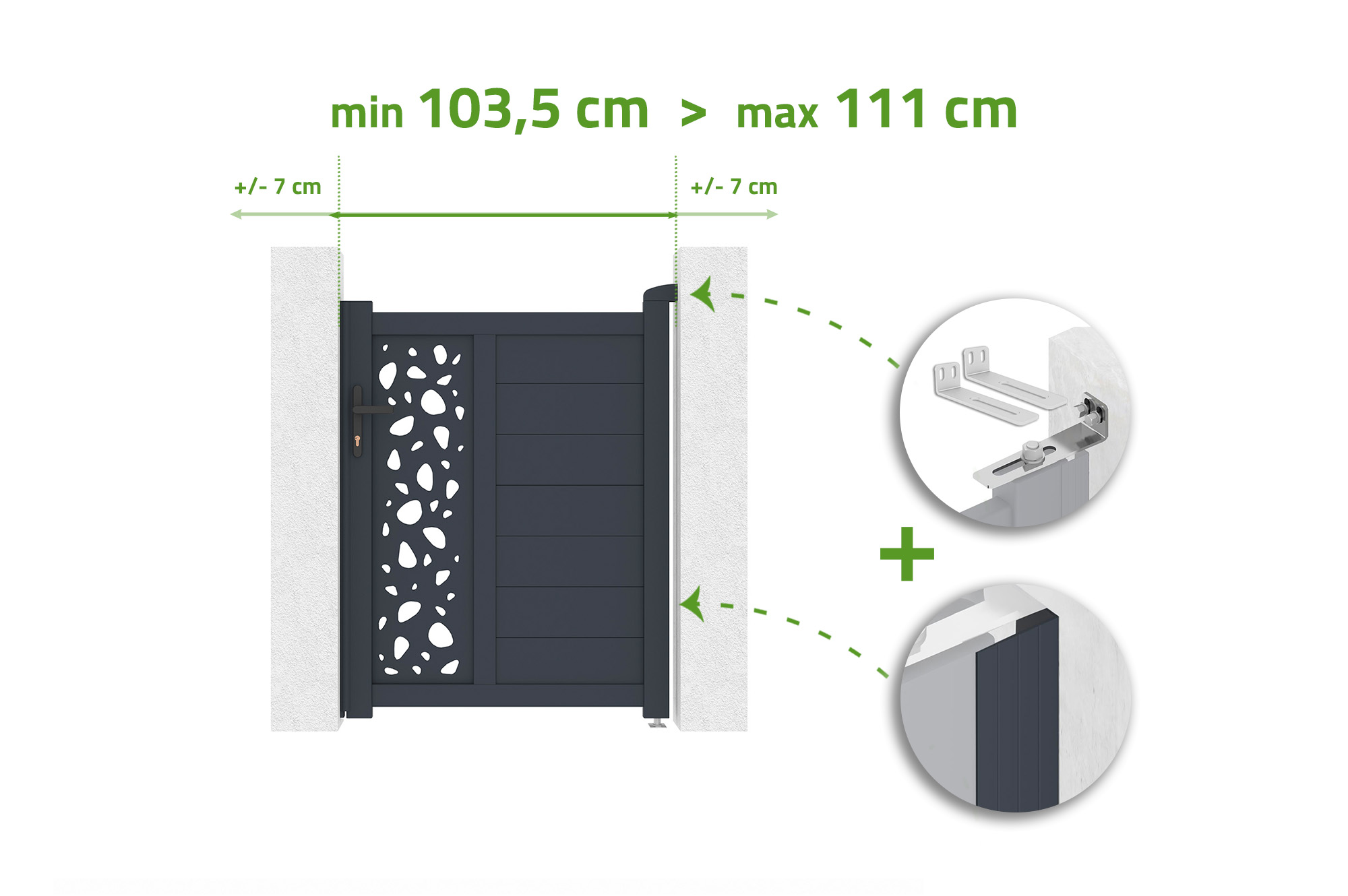 Cancello in alluminio grigio a larghezza regolabile 1 m SUNNY H.120cm main image