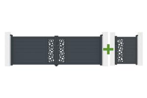 Portail battant 4m SUNNY H.120cm gris + Portillon aluminium gris 1m SUNNY H.120cm main_image