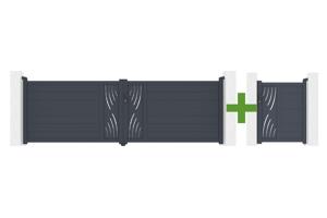 Portail battant 4m VELETA H.120cm gris + Portillon aluminium gris 1m VELETA H.120cm main_image