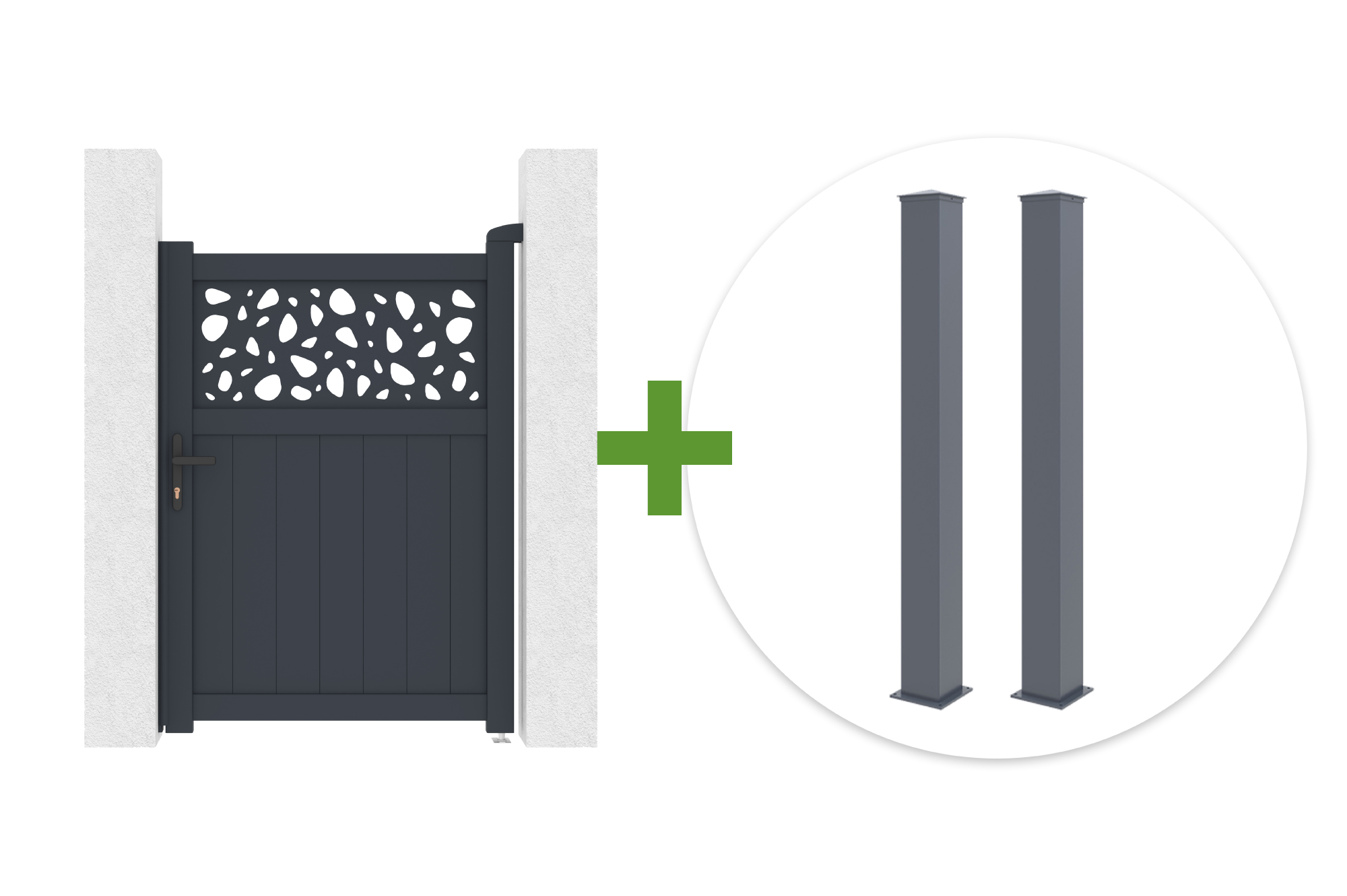 Πόρτα DOLOMITE SUNNY 1m Υ.140cm γκρι αλουμίνιο + στύλος EIFEL 15x15cm αλουμίνιο Υ.166cm ανθρακί γκρι main_image