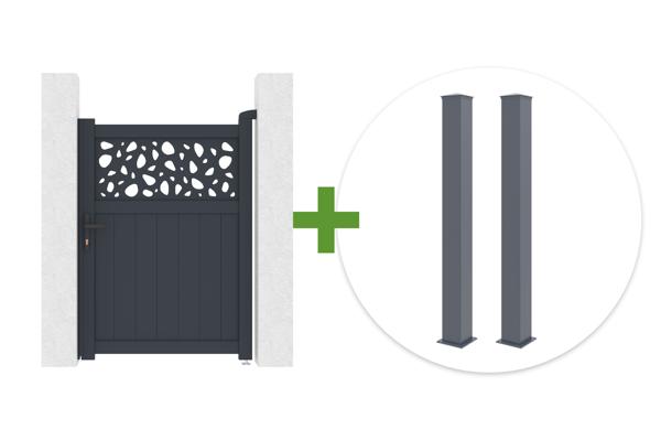 1m DOLOMITE SUNNY gate H.140cm gray aluminum + EIFEL post 15x15cm aluminum H.166cm anthracite gray main image