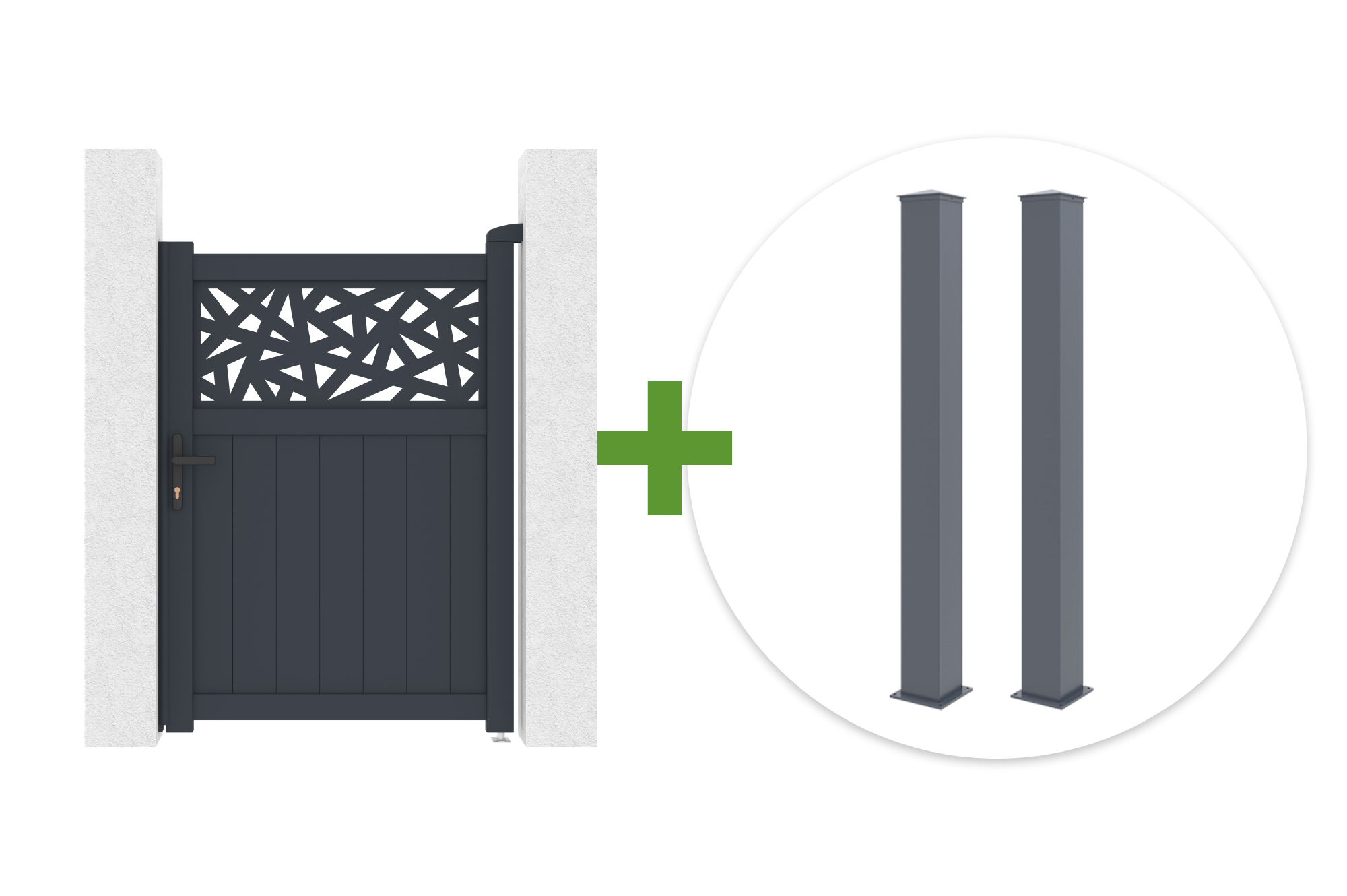 Πύλη 1m DOLOMITE RUIVO H.140cm γκρι αλουμίνιο + EIFEL post 15x15cm αλουμίνιο Υ.166cm γκρι ανθρακί main_image