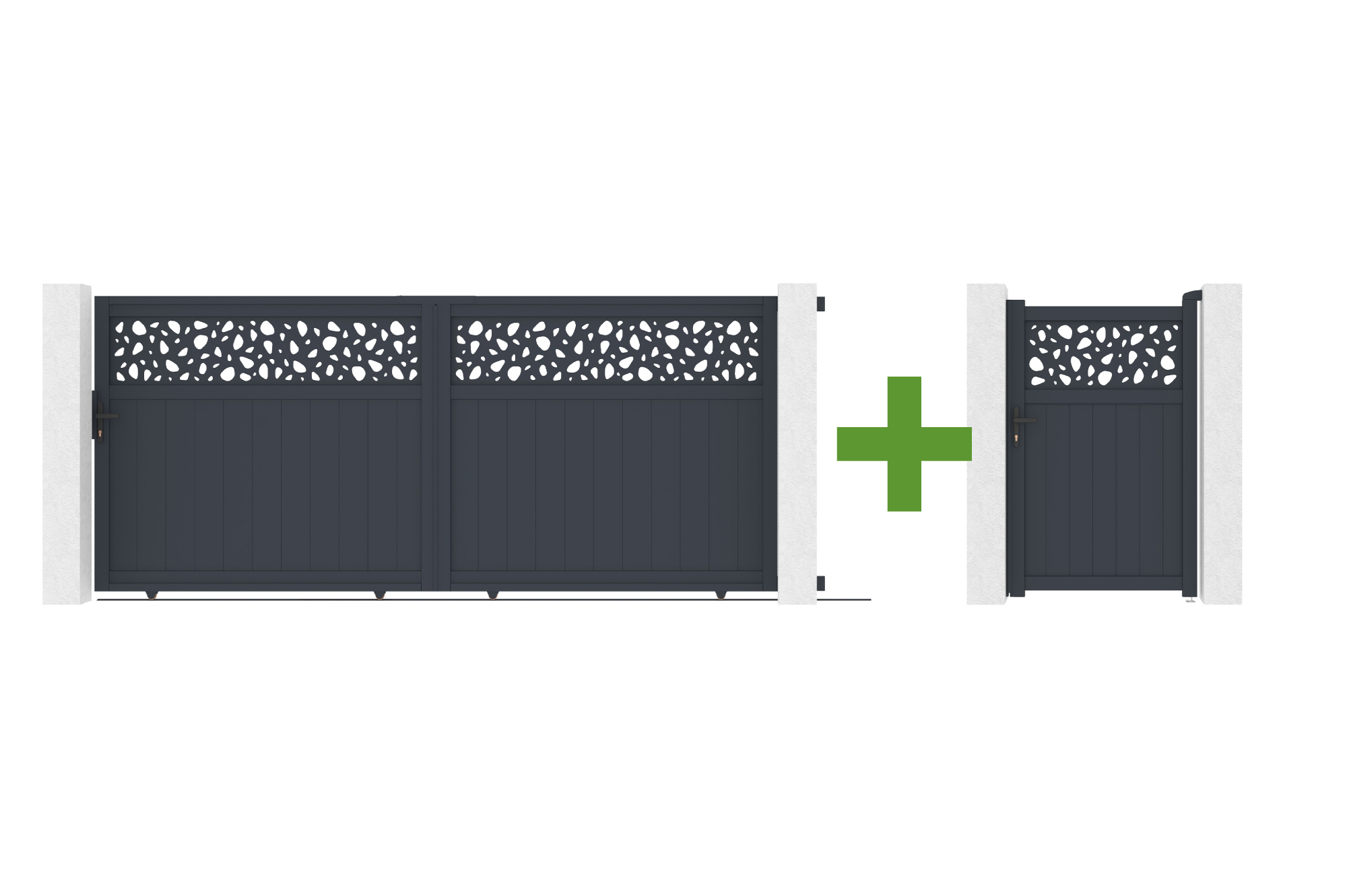 Sliding gate 3.7m DOLOMITE SUNNY H.160cm gray aluminum + Gate 1m DOLOMITE SUNNY H.160cm gray aluminum main_image