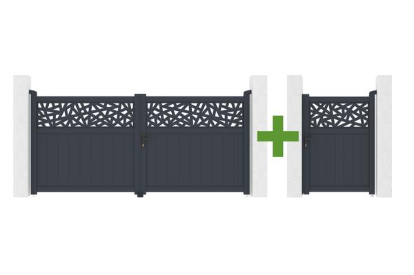 Swing gate 3m DOLOMITE RUIVO H.140cm gray aluminum + Gate 1m DOLOMITE RUIVO H.140cm gray aluminum main image