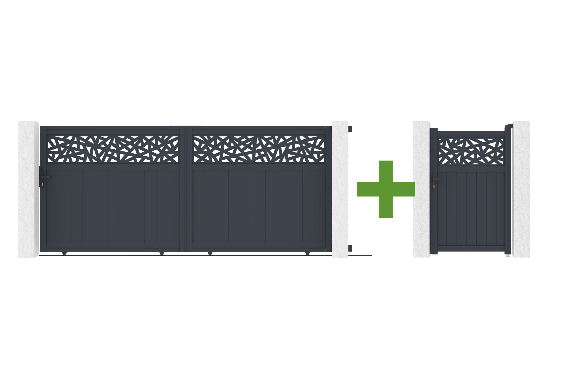 Συρόμενη πύλη 3,7m DOLOMITE RUIVO H.160cm γκρι αλουμίνιο + Πύλη 1m DOLOMITE RUIVO H.160cm γκρι αλουμίνιο main_image