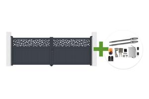 4m DOLOMITE RUIVO lengőkapu, 140cm magas, szürke alumínium + TANKER B250 lengőkapu motor main_image